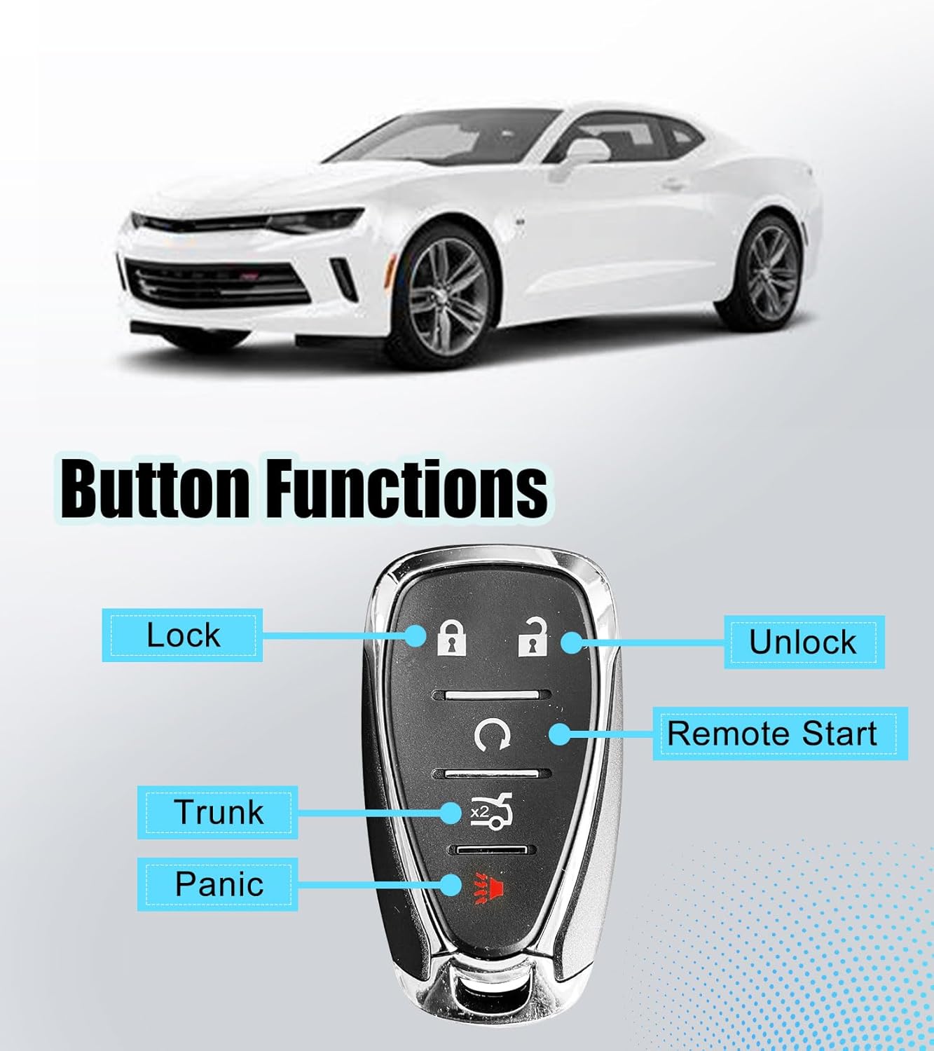 2pcs Smart Proximity Keyless Entry Remote Control Self Programmable Car Key Fob Replacement for Chevrolet Camaro Cruze Malibu 2016-2019 with FCC: HYQ4EA (2pcs self Programming Remote)