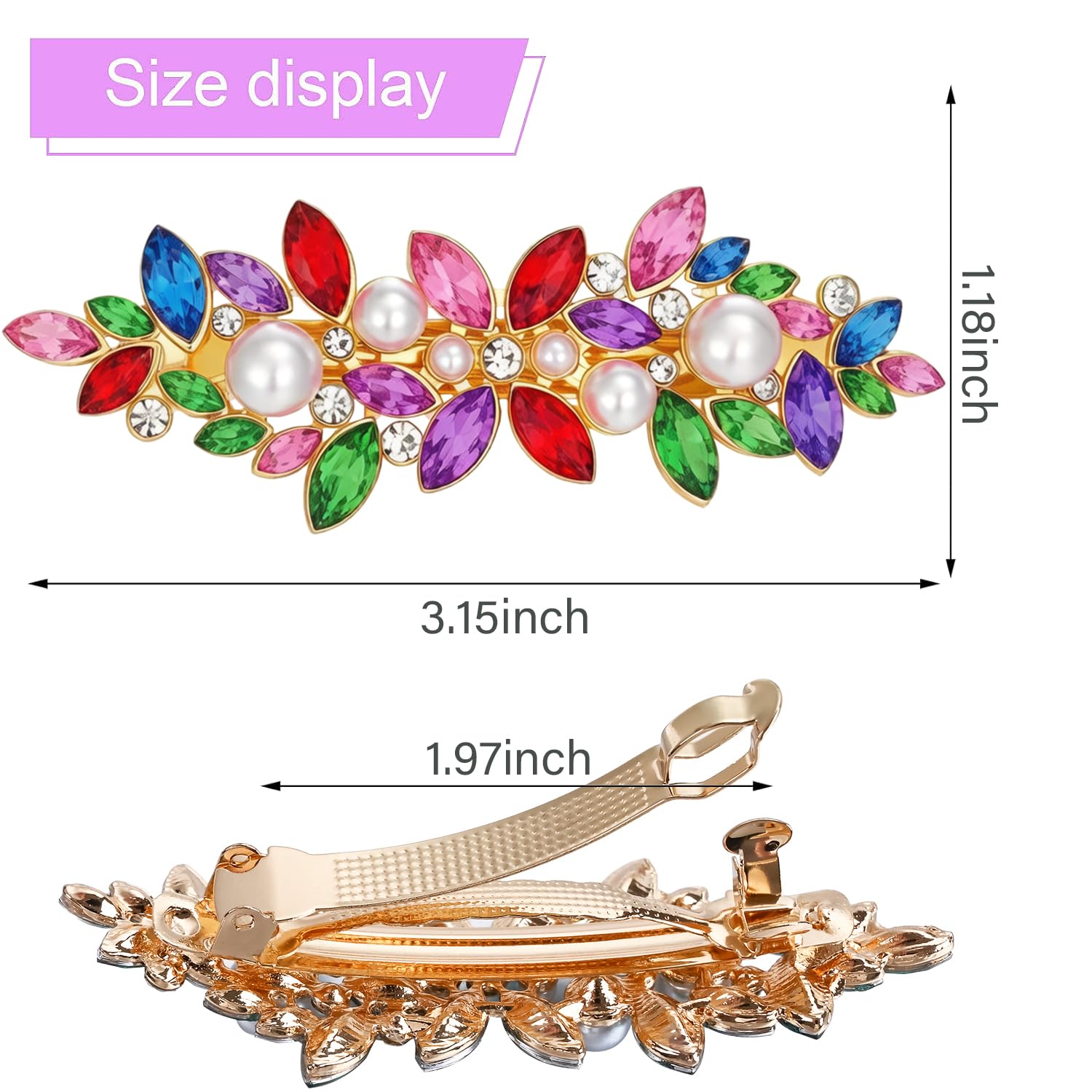 Austrian Crystal Bridal Hair Barrettes, Navy Blue Rhinestones Vintage Hair Clips, Sparkly Glitter Crystal Hairgrip Wedding Hair Headwear Accessories for Women Girls (Multicolor)