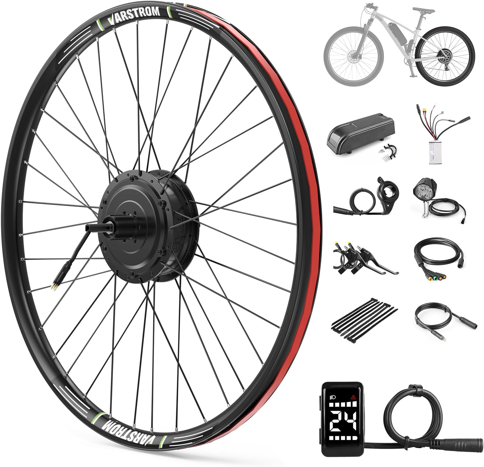 36V 250W Rear Ebike Conversion Kit 27.5" Rear Wheel Hub Motor Kit Electric Bike Conversion Kit with DZ40 Display & PAS Sensor & Controller for City & Mountain Bikes