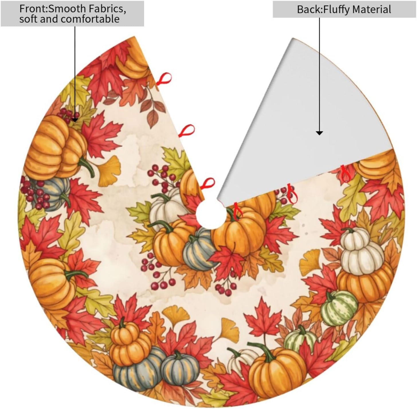 Fall Pumpkin Maple Leaf Christmas Tree Skirt Halloween Decorations 30 inch