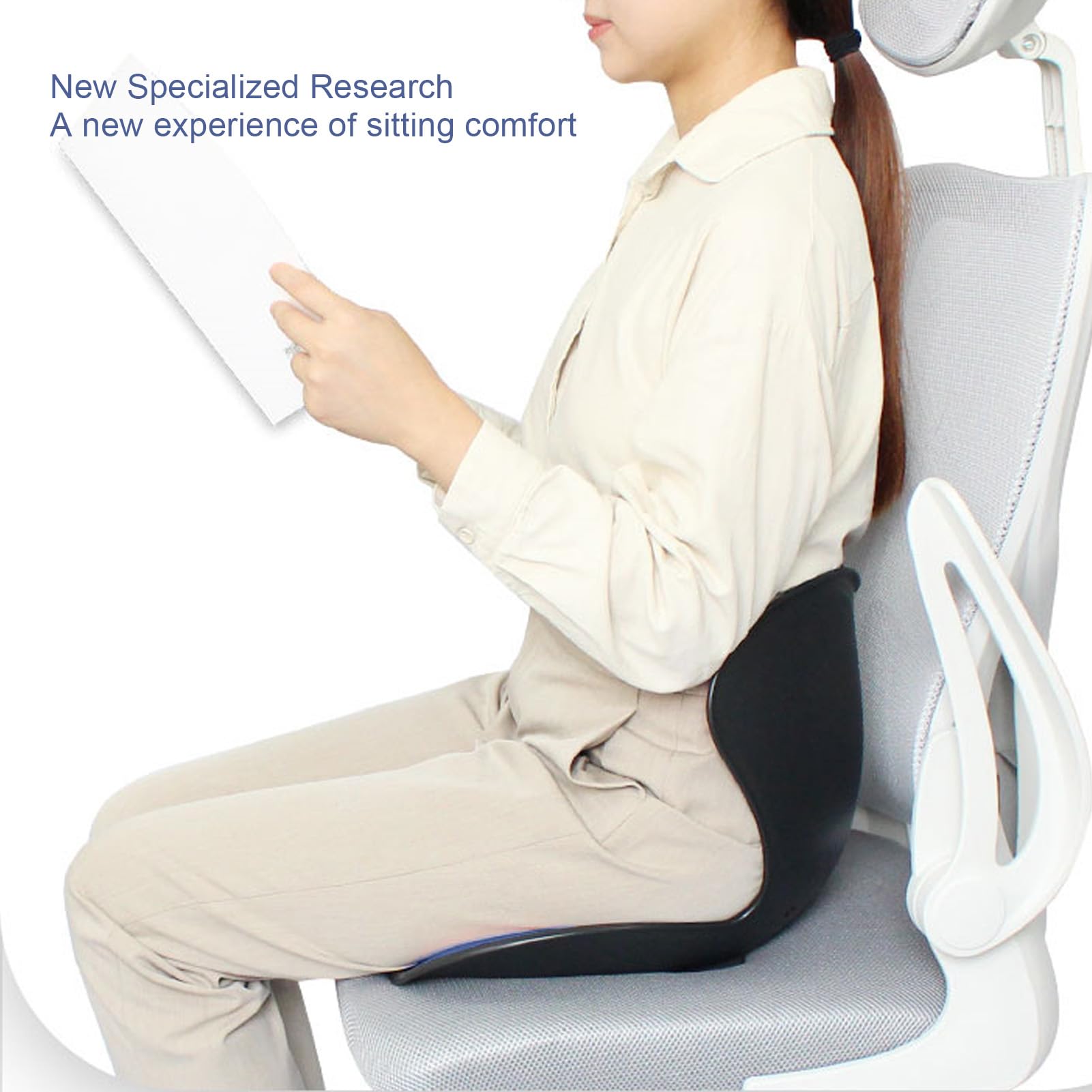 Naroote Soporte Lumbar Ergonómico, Silla de Soporte Lumbar para el Asiento del Piso Forma de Pétalos Multipropósito para Automóvil (Blue)