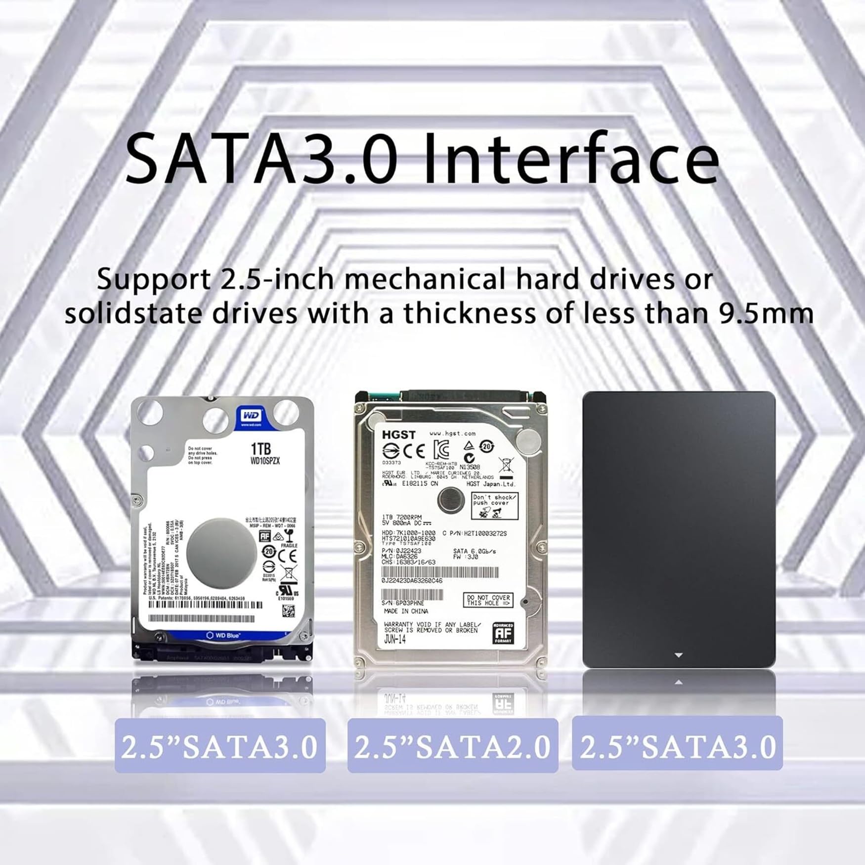 DM DW90 - Adattatore Caddy SATA 3.0 HDD SSD da 9,0 mm per alloggiamento unità ottica per laptop, alloggiamento per disco rigido da 2,5", custodia di ricambio per DVD, compatibile con ACER, ASUS