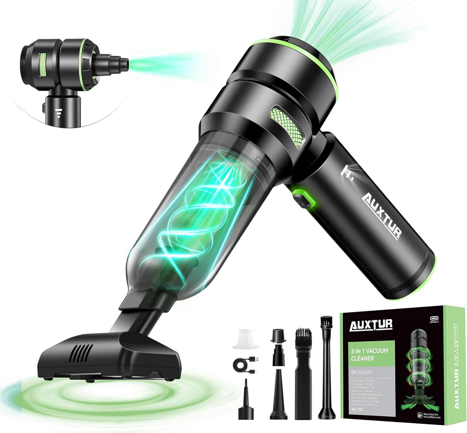 Handheld Cordless Car Vacuum-15000PA Mini Cleaner,3 in 1 High Power Brushless Motor,100W Super Suction Power Vacuums with Type-C Data Cable-Small, Portable and Rechargeable Cleaner (Black) Handheld Cordless Car Vacuum-15000PA Mini Cleaner,3 in 1 High Power Brushless Motor,100W Super Suction Power Vacuums with Type-C Data Cable-Small, Portable and Rechargeable Cleaner (Black)