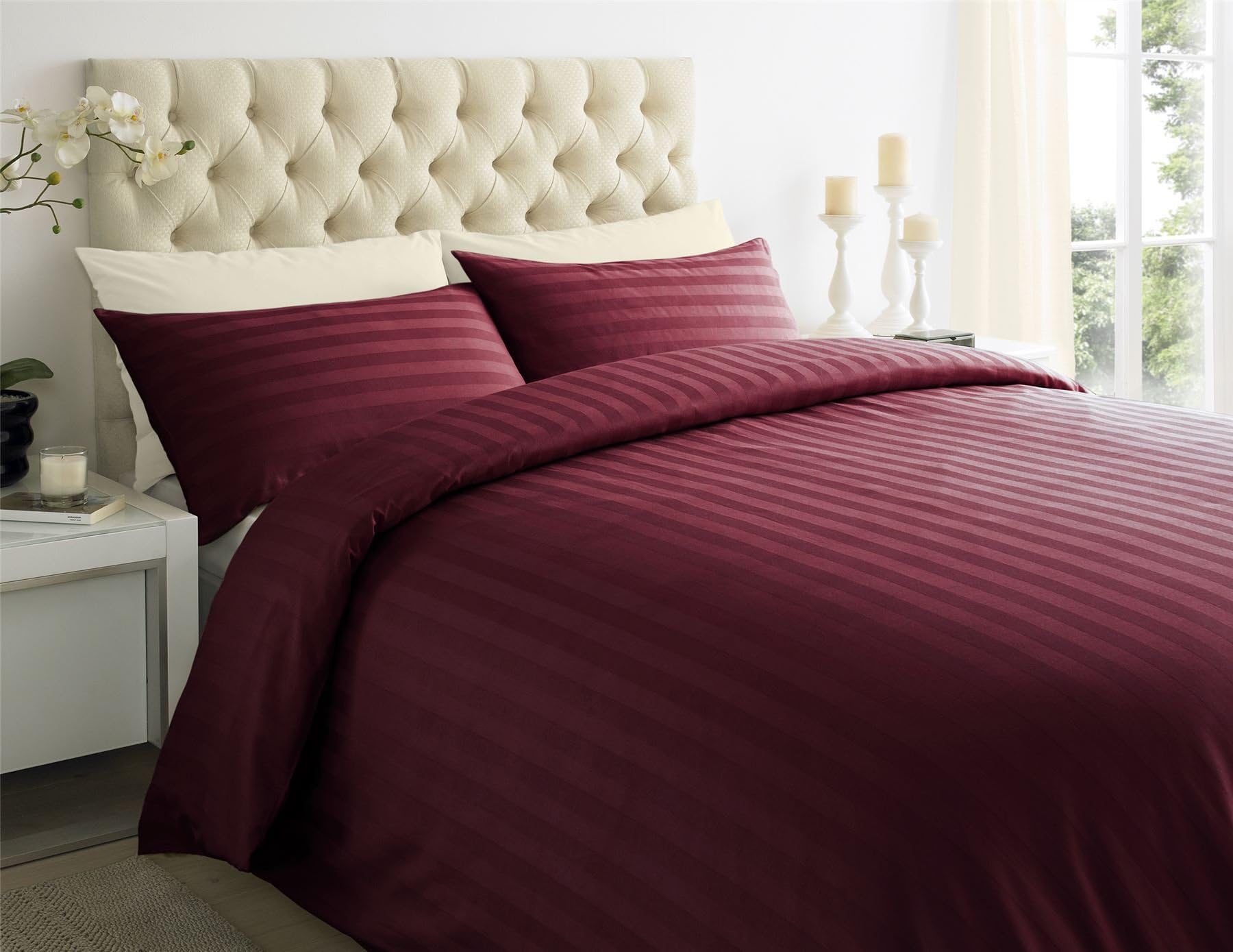 Sabar ASAB Duvet Quilt Cover Sets-Modern Linear Sateen Stripe Bedding Double and King, Standard