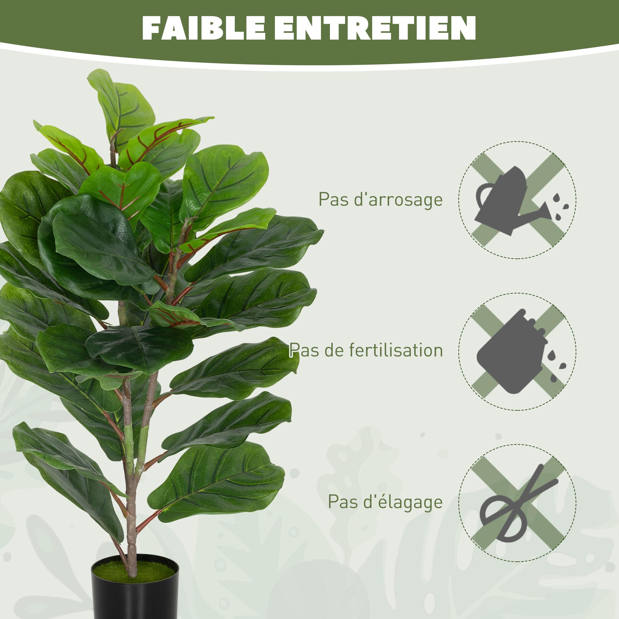HOMCOM Lot de 2 Plantes Artificielles Intérieures 80 cm Vert