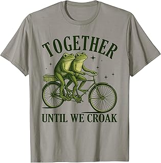 Together Until We Croak Frogs On Bicycle Funny Bride & Groom T-Shirt