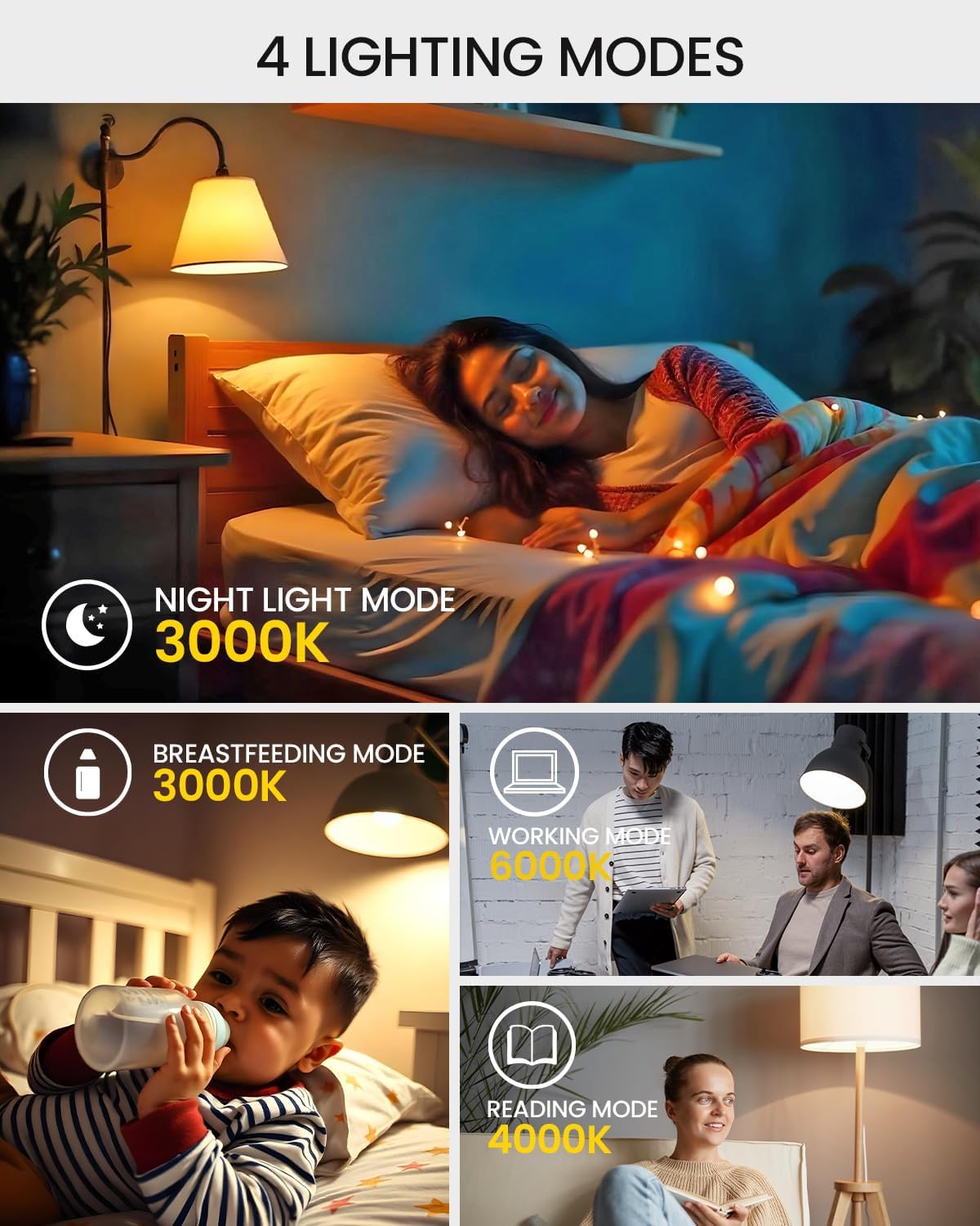 A19 LED Light Bulbs with Remote Control, 9W LED Bulbs 60W Equivalent, 3000K-6000K Stepless Dimmable, E26 Base, Remote Control Light Bulbs with Timing, Memory Function, for Home Decor, 1Bulb & 1Remote