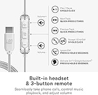 Vista 5 de MEE Audio M6 Sport Auriculares con Cable USB-C con Ganchos de Memoria, Auriculares con Micrófono y Control Remoto de 3 Botones para iPhone 15, iPad