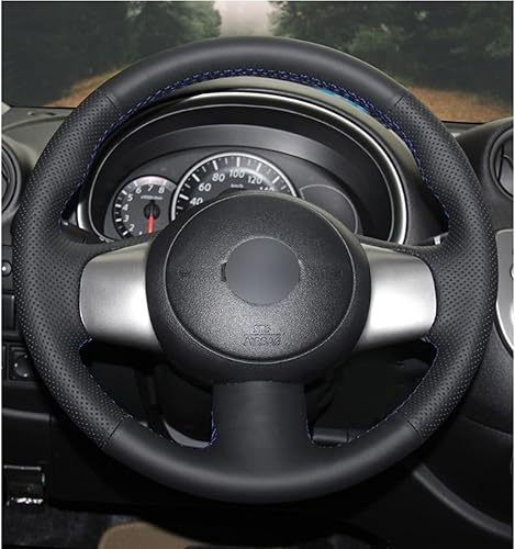 Miniatura 2 de Funda de cuero negro cosida a mano para volante de automóvil, para Nissan March 2010-2015  Sunny 2011-2013  Versa 2012-2014