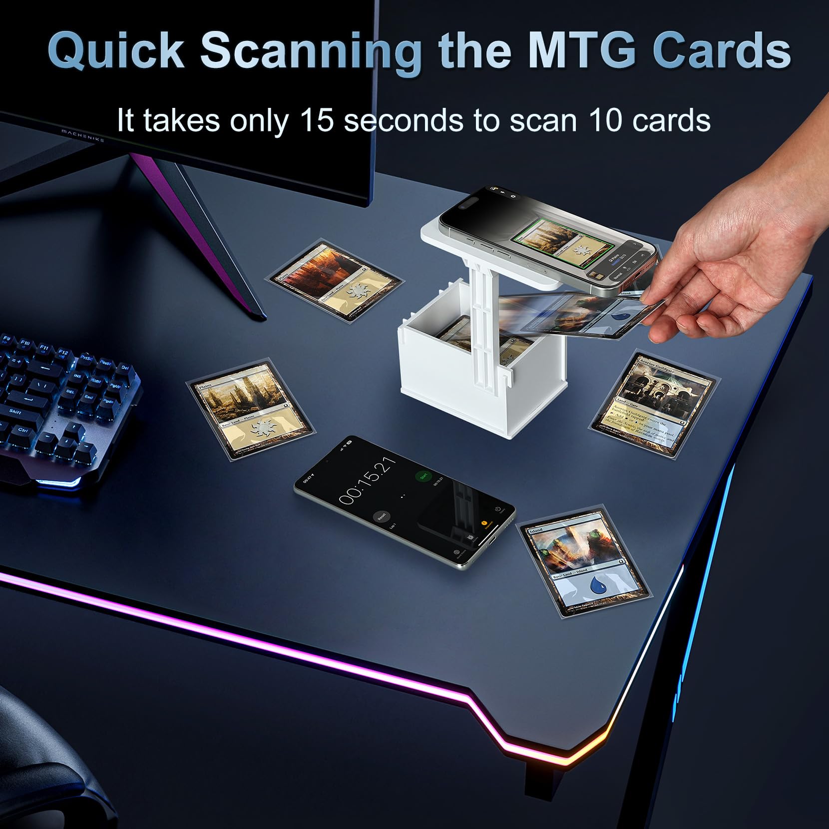 Card Slinger LED MTG Card Scanner Stand For ManaBox App - 6000K Light,  Phone Holder, For Unsleeved Cards Card Sleeves