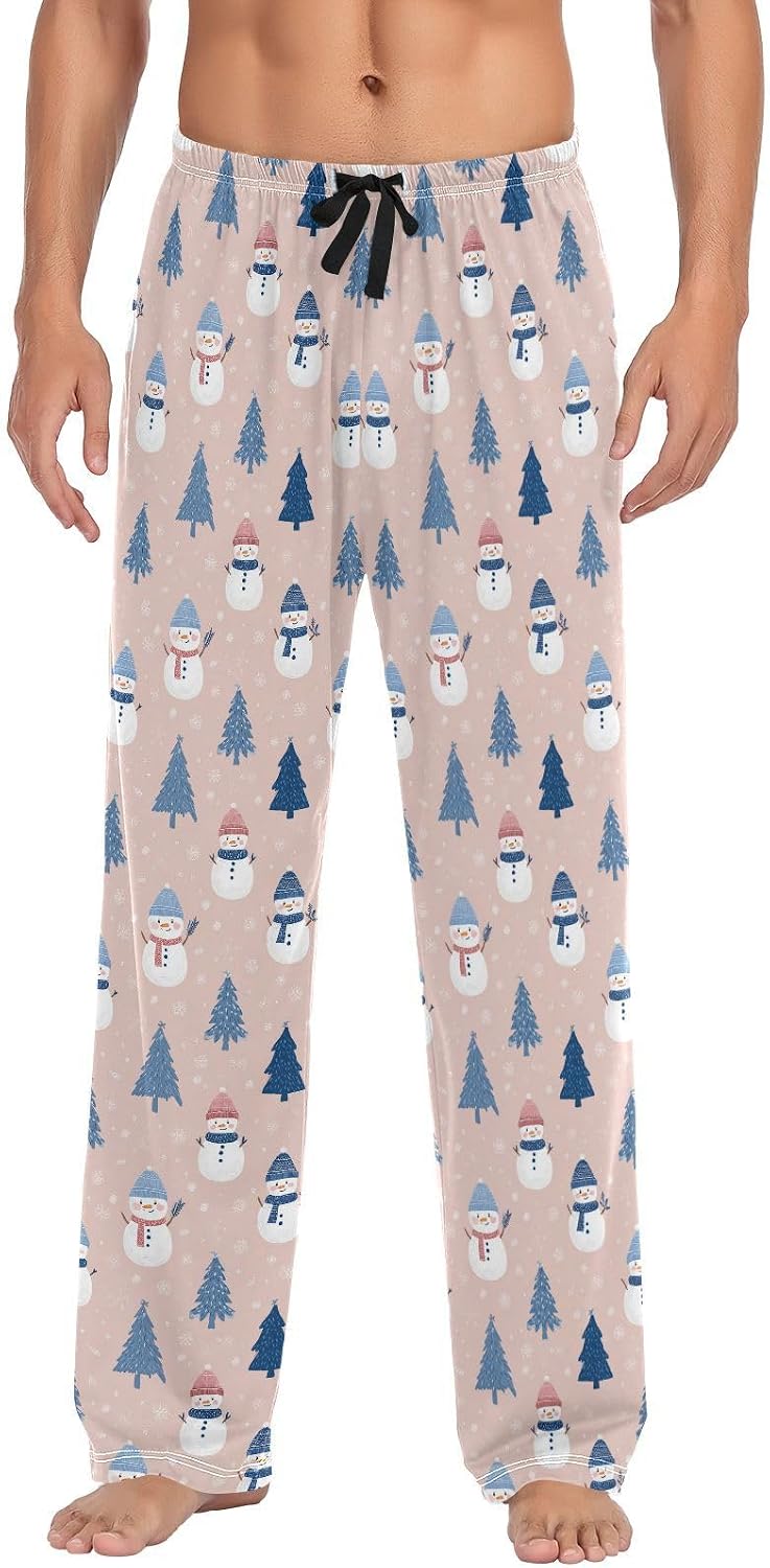 Pfrewn Men's Pajama Pants Christmas Winter Elastic Waistband Soft Lightweight Sleep Lounge Pajama Bottoms with Pockets,S-XXL