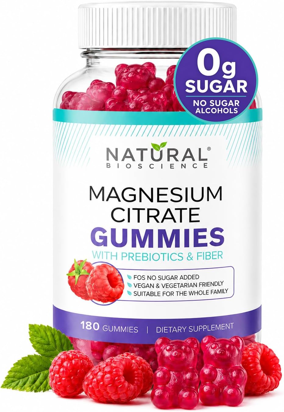 Sugar Free Magnesium Gummies - Calming Anti-Stress Gummies, Magnesium Supplement to Support Stress Relief, Sleep, Heart Health, Nerves, Muscles & Bones, 100 mg, Kids, Adults, Vegan, High Absorption