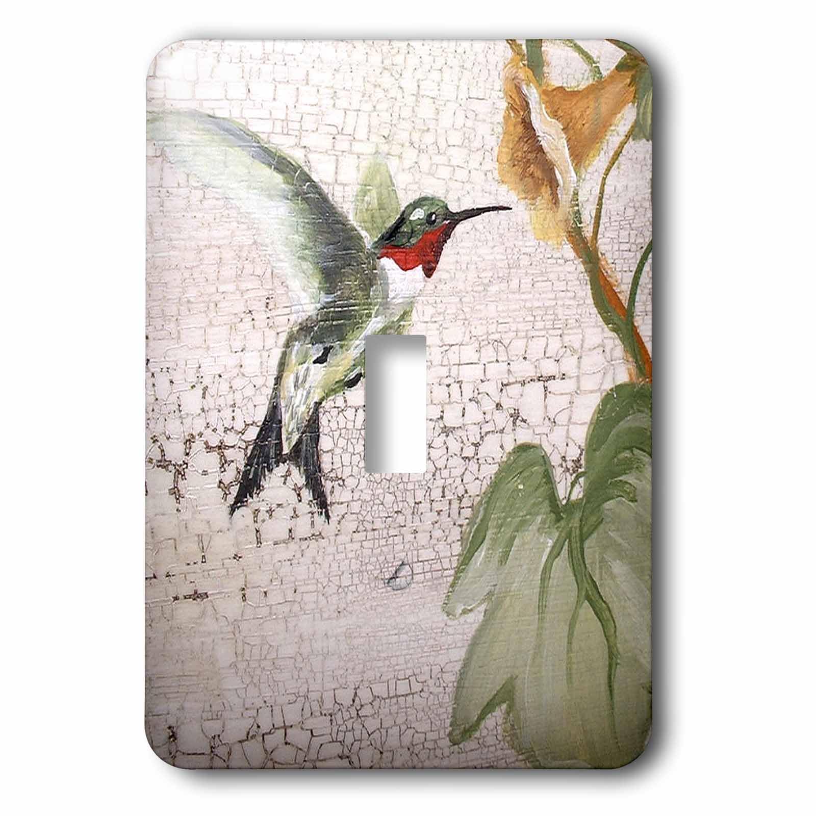 Interruptor de palanca único con estampado de fondo agrietado y colibrí 1