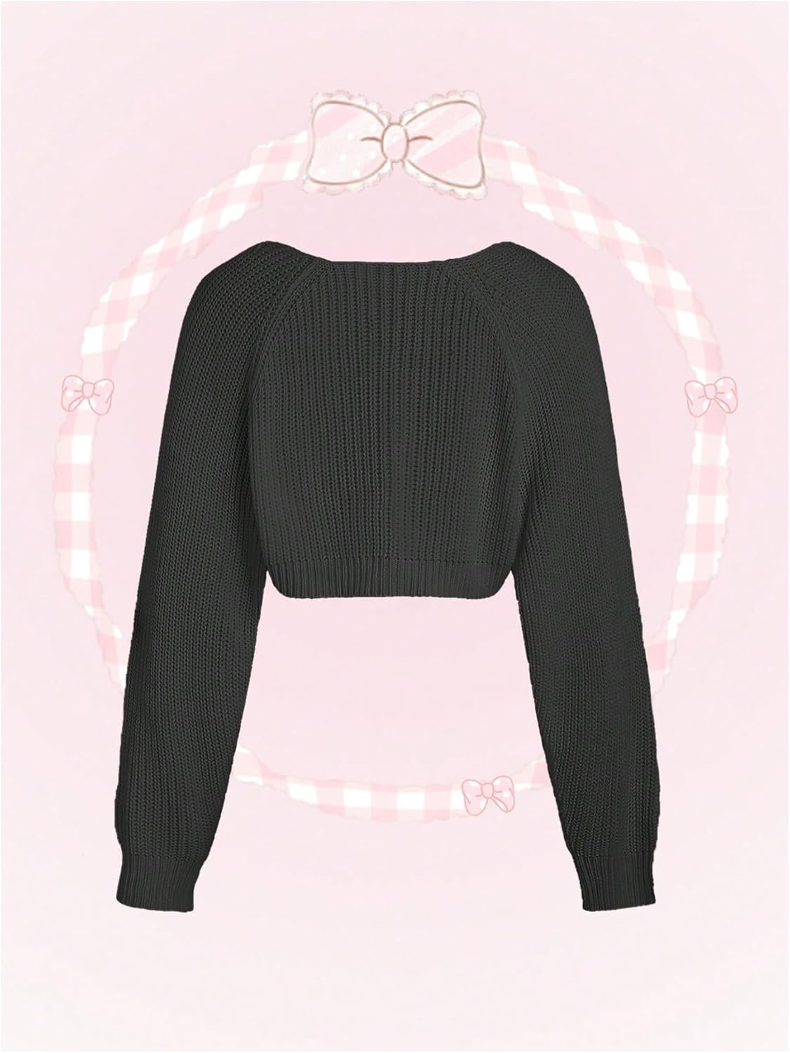 Verdusa Women's Bow Sweater Cute Cropped Cardigan Long Sleeve Knitted Shrug - Image 3