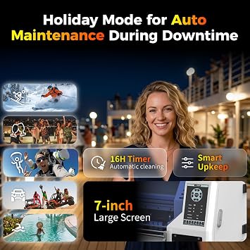 MZK A3 Plus XP600 Dual Head DTF Printer,Automatic Time Cleaning Maintain+Ink Anti-Clog Design,3X Speed Compared to L1800,7 LED Multi-Function Display+Film Cutter,Gift Ink 2 Years