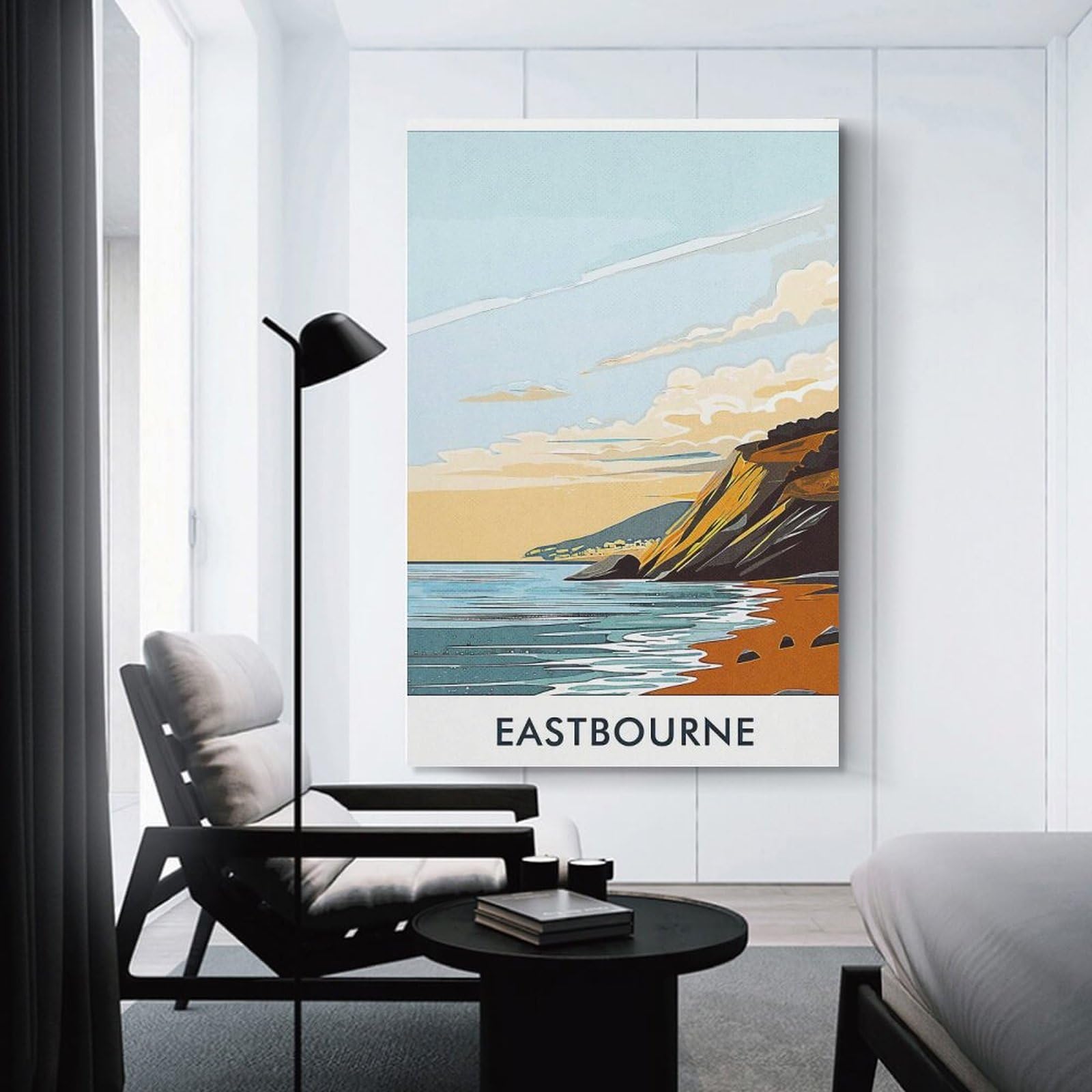 Junmoney Unframe-Style-2 Eastbourne Coastal Landscape Wall Art Print, 24X36inch(60X90cm), For Study, Office Or Focused Interiors, Home Office Artwork With Decorative Appeal