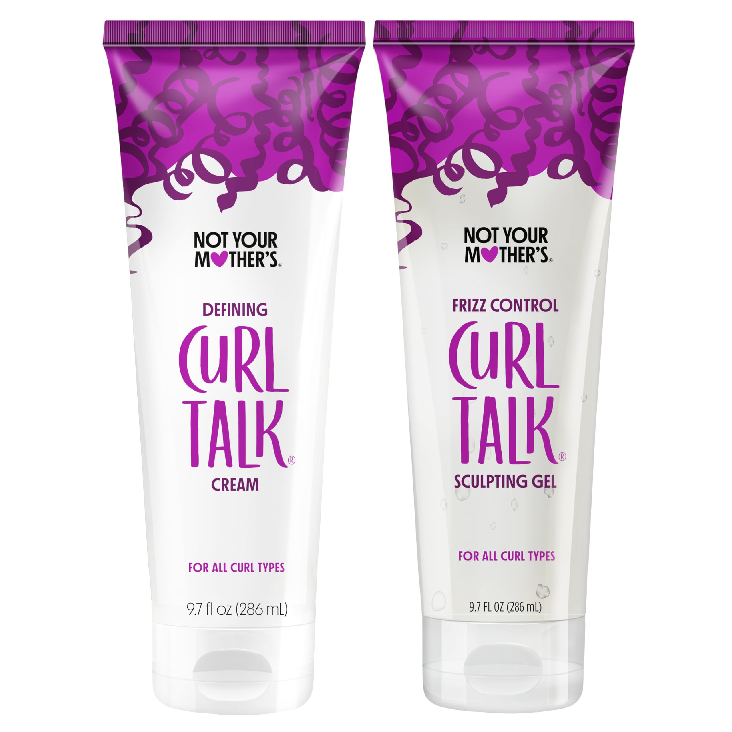 Not Your Mother's Curl Talk Frizz Control Sculpting Gel E Crema Definitiva (confezione Da 2) - 9.7 Fl Oz - Formulato Con Complesso Rice Curl - Tutti I Tipi Di Curl Bianco