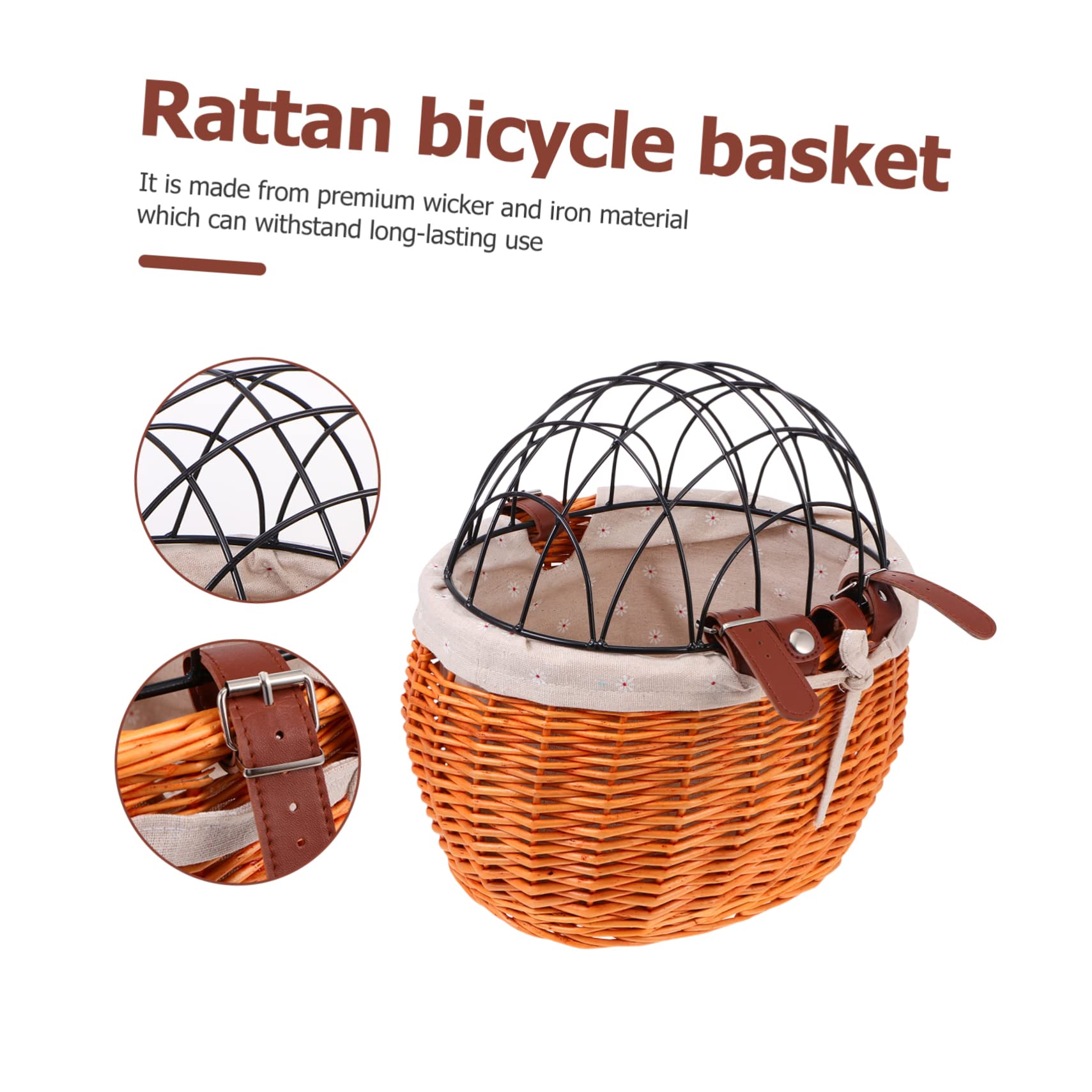 HEMOTON Panier Vélo Osier Tressé pour Animaux Chat Chien Panier De Vélo De Rangement Robuste Installation Facile Et Rapide