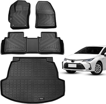 Floor Mats and Cargo Liner Set for 2020 2021 2022 2023 2024 2025 2026 Toyota Corolla Sedan Accessories All-Weather TPE Mat Protection for 20-26 Toyota Corolla Floor Mats+Cargo Liner