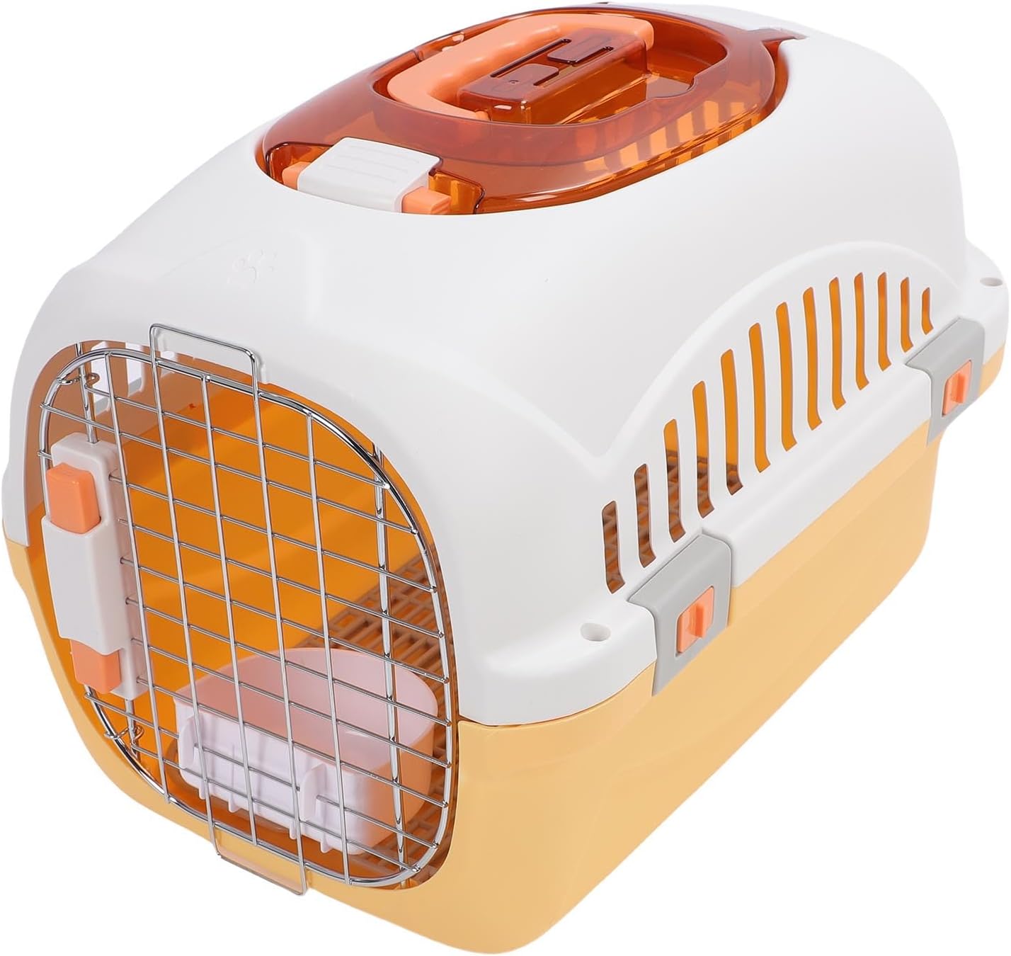 Plastic Dog Kennel, Airline Approved Pet Carrier with Detachable Top and Skylight, for Small Dogs Cats Travel Outdoor Vet Visits (Yellow)