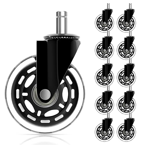 Paquete de 10 ruedas para sillas de oficina IKEA ruedas de goma resistentes para todos los suelos madera dura y alfombra vástago de 0394in