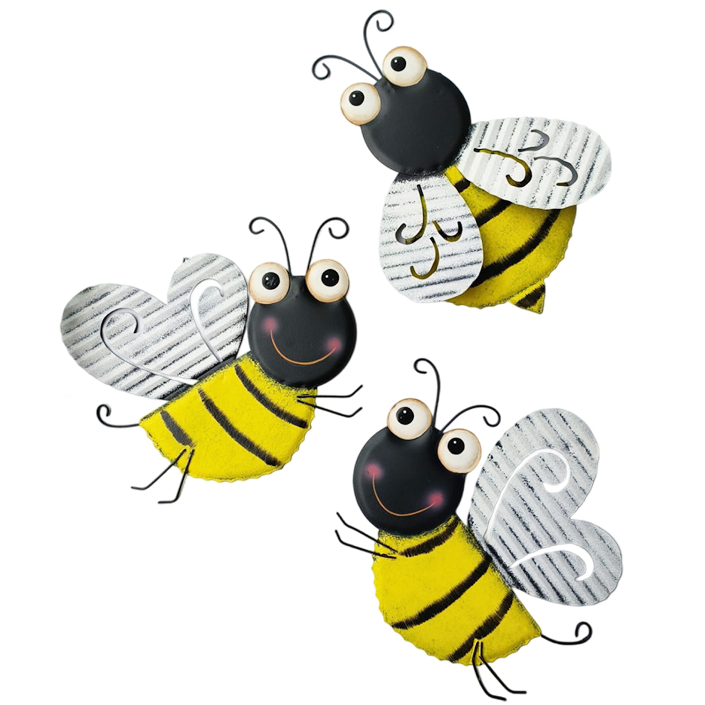 Décoration murale abeille en métal pour jardin et patio x3