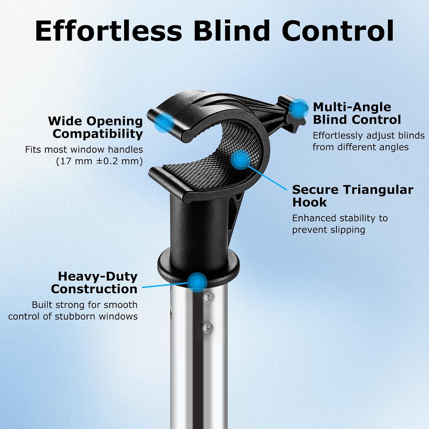Window Pole Opener with Hook, Modular 1.84m Window Opener Pole Compatible with Velux GGL & GGU Skylight Windows, Sectional Skylight Pole for Roof Windows, Blinds and Loft Hatches - 2