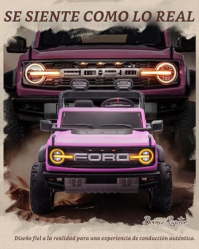 Miniatura 3 de First Ride On - Ford Bronco Raptor 2 - Vehículo infantil tipo camioneta de 24 V, con licencia, de 2 puestos, con control remoto, suspensión de 4