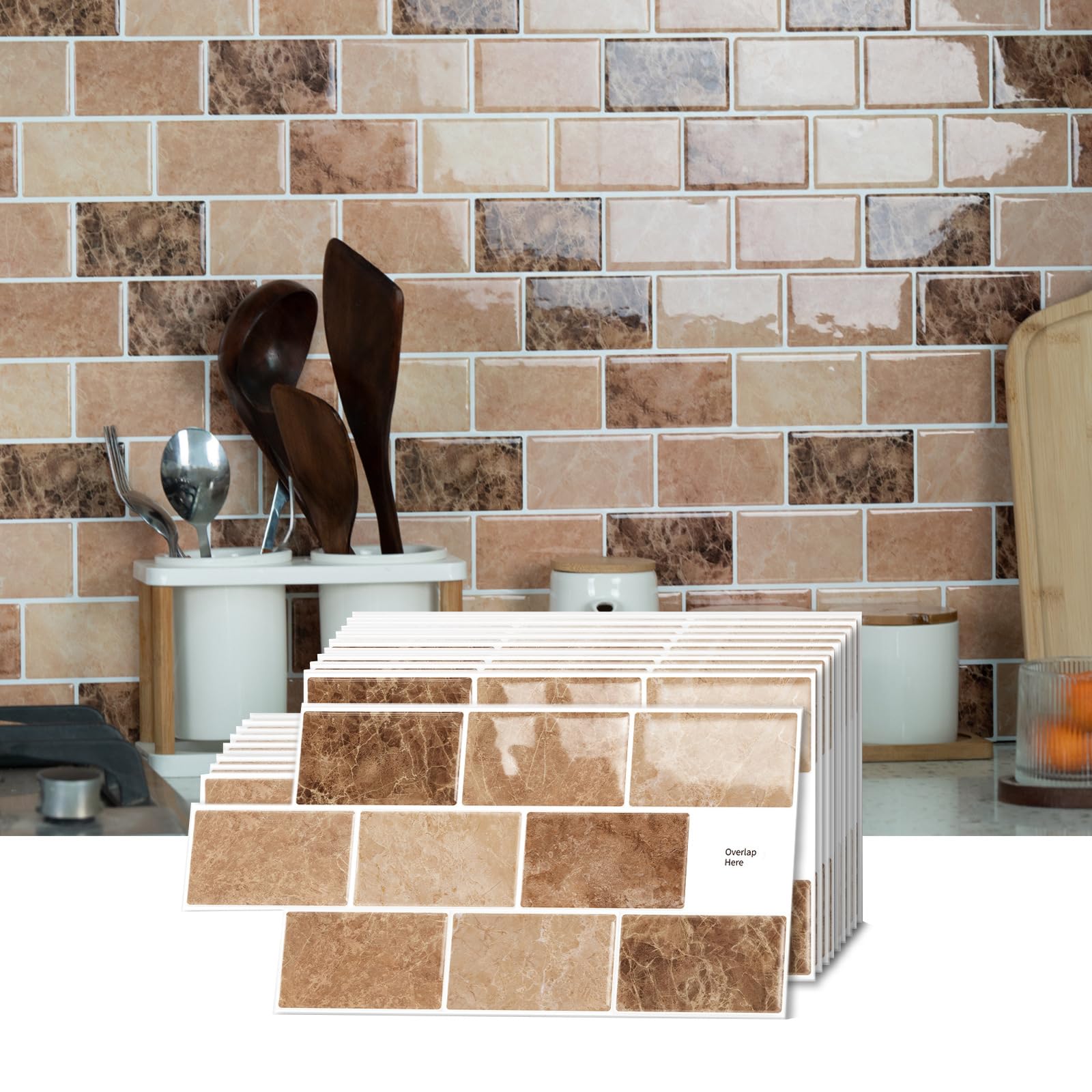 SOHOUU 3D Self-Adhesive Tile Wall Stickers Waterproof Anti-Oil Decorative Decals(36PCS)