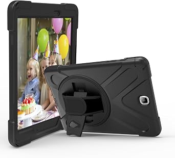 Galaxy Tab A 9.7 Case KIQ Full-Body Shock Proof Hybrid Heavy Duty Armor Protective Case for Samsung Galaxy Tab A 9.7 2015, SM-T550 with Kickstand and Screen Protector Shield Black