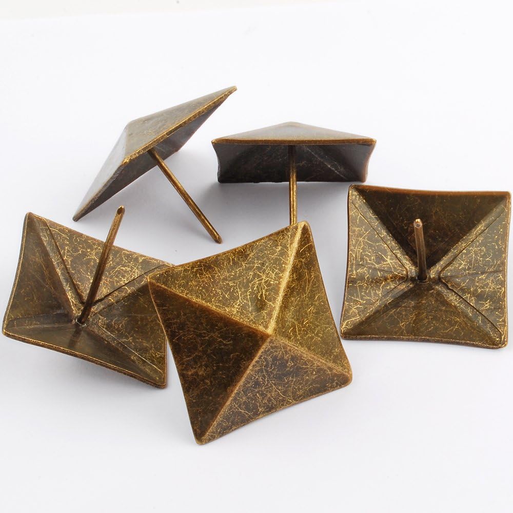 NW 10pcs Square Bronze Nail Bronze Upholstery Tacks Antique Brass Furniture Nails Pins (40x40mm)