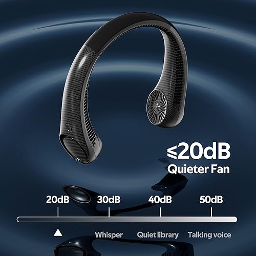 Miniatura 4 de Ventilador de cuello portátil, manos libres, sin aspas, ventilador personal de refrigeración de 360, ventilador silencioso portátil para exteriores