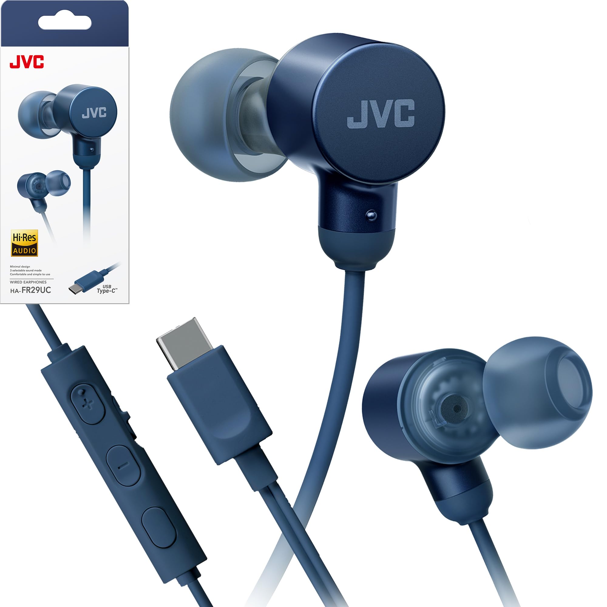 JVC Wired USB-C Earbuds - Noise Isolation - DAC - Hi-Res Audio