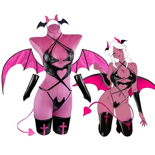 KORURACLUB Women Succubus Cosplay Lingerie Anime Devil Set - Small - Black