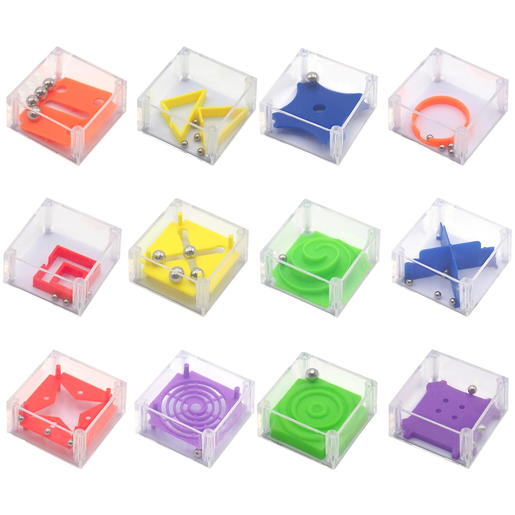Amazon | ゆらゆらボール in キューブ 12種類12個セット | 立体パズル