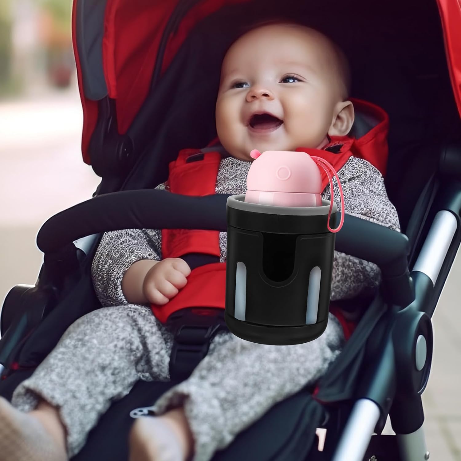 Adjustable Dual Stroller Cup Holder with Abs Multi-Functional Bottle and Drink Holder for Convenient Use Strollers and Bikes