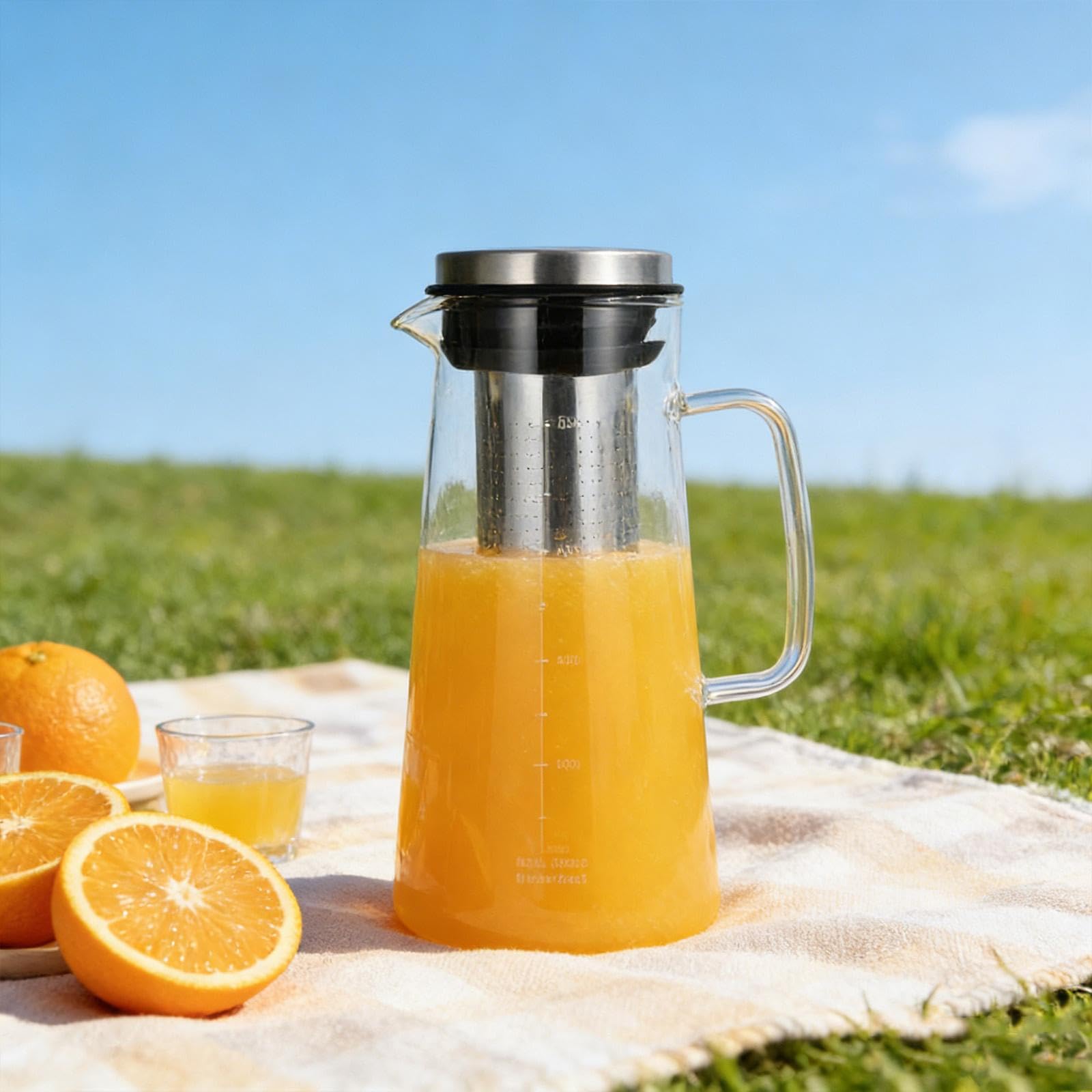 Gralara Macchina per caffè Freddo, caraffa in Vetro, infusore per tè con beccuccio per Bevande a Base di Succo di Frutta e tè, 1000 Ml 23x10.5 Cm