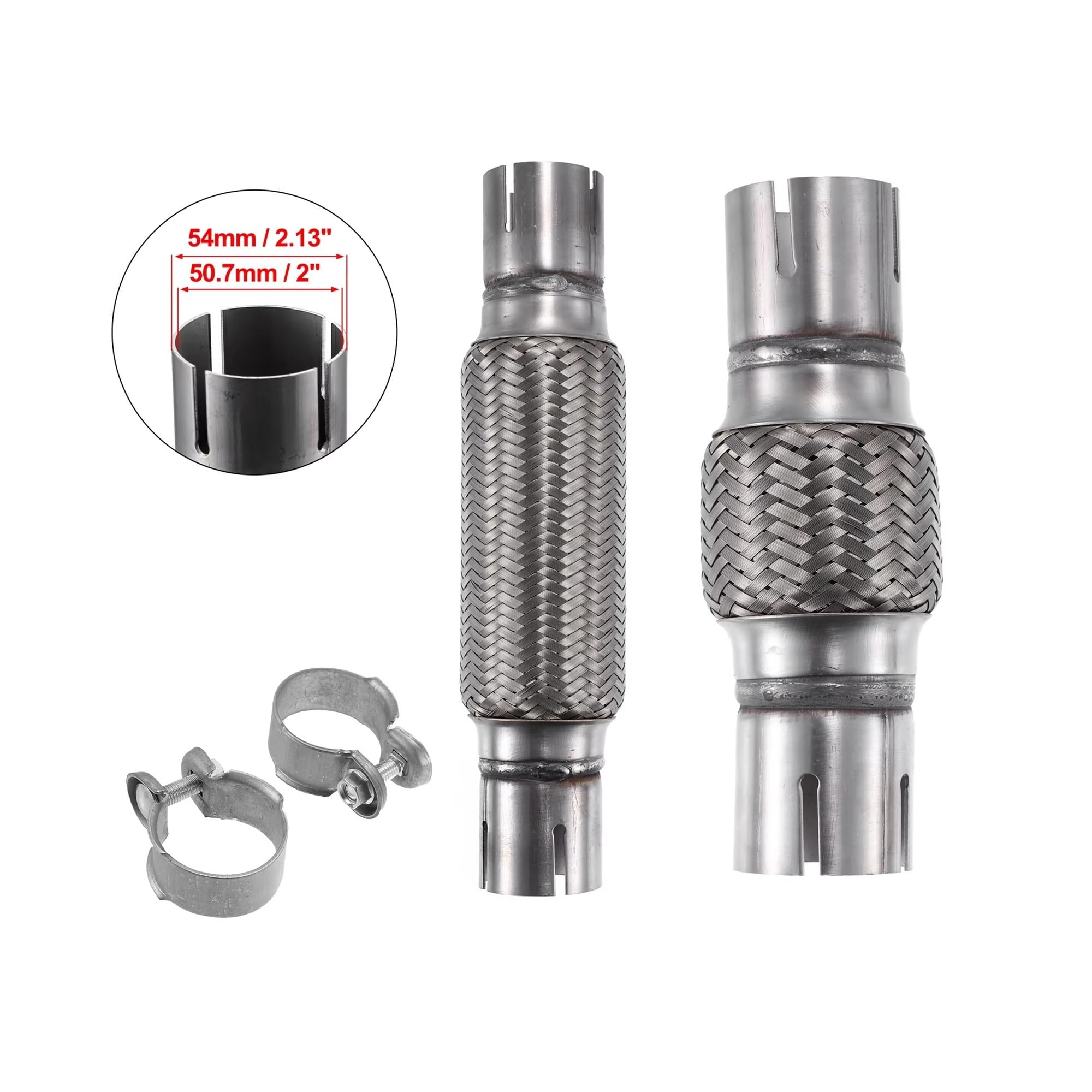 Terminale Giunto Di Scarico Per Tubi Flessibili Scarico Per Da 50,7 Mm X 54 Mm Con Set Morsetti Per Tubi Di Prolunga Per Saldatura Terminali di Scarico