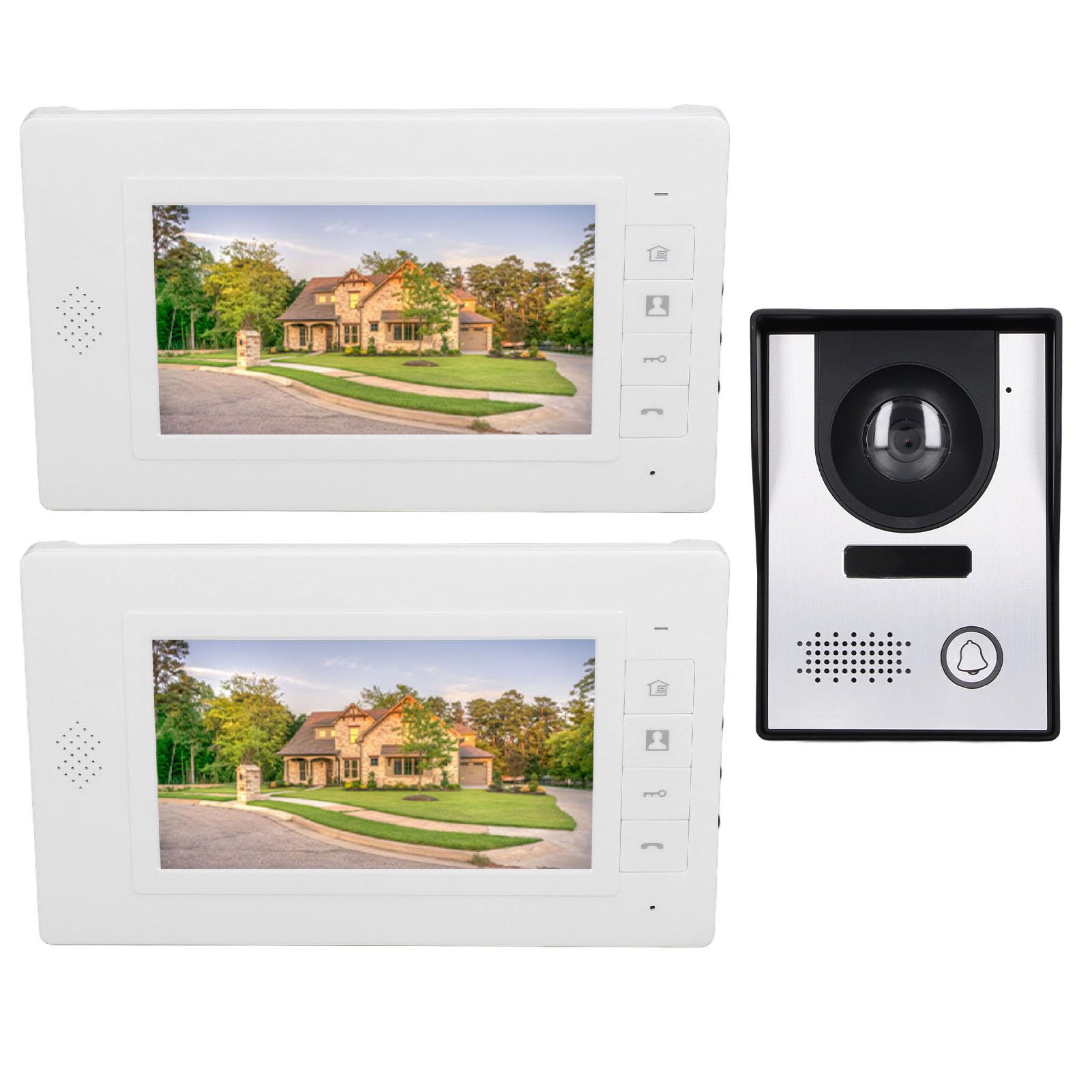Sistema de Videoportero, 2 uds. Sistema de Timbre con Monitor de 7 Pulgadas para Visión Nocturna de Villa House Office (Enchufe europeo)