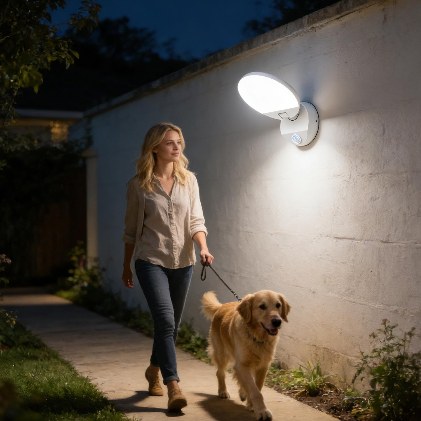 Czujnik ruchu lampa ścienna Okrągły, regulowany kąt, 18 W
