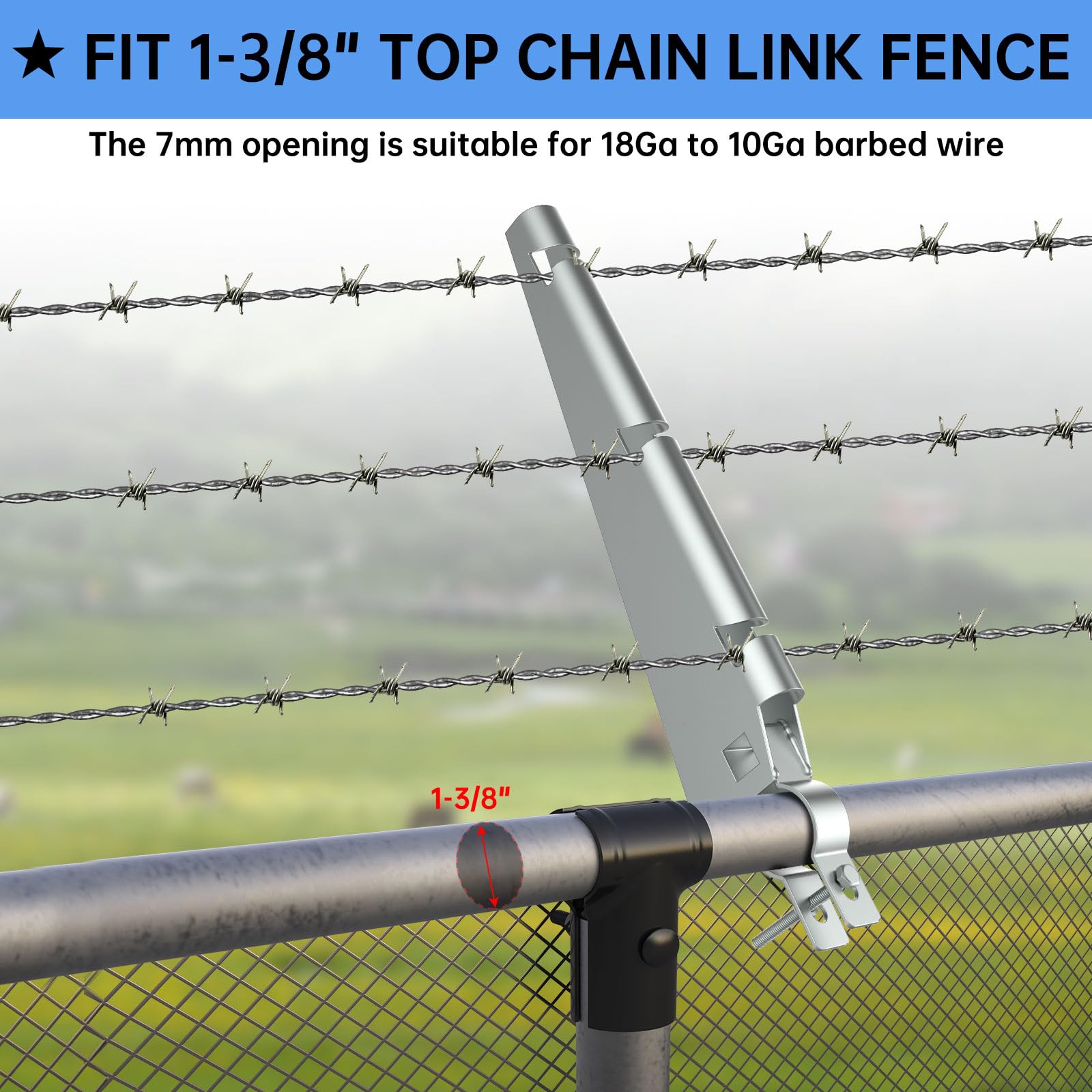 Poteau Cloture Exterieur YXJSTO 10 Pack Barbwire Arm Extensions For Chain  Link Fence, 25