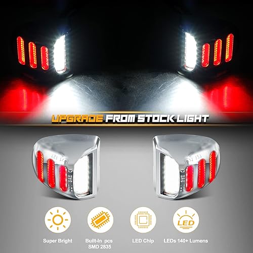 Miniatura 3 de RUXIFEY Luces LED cromadas para matrícula, tubo de neón rojo, compatible con Chevy Silverado GMC Sierra 1500 2500 3500 HD Yukon XL Cadillac Escalade