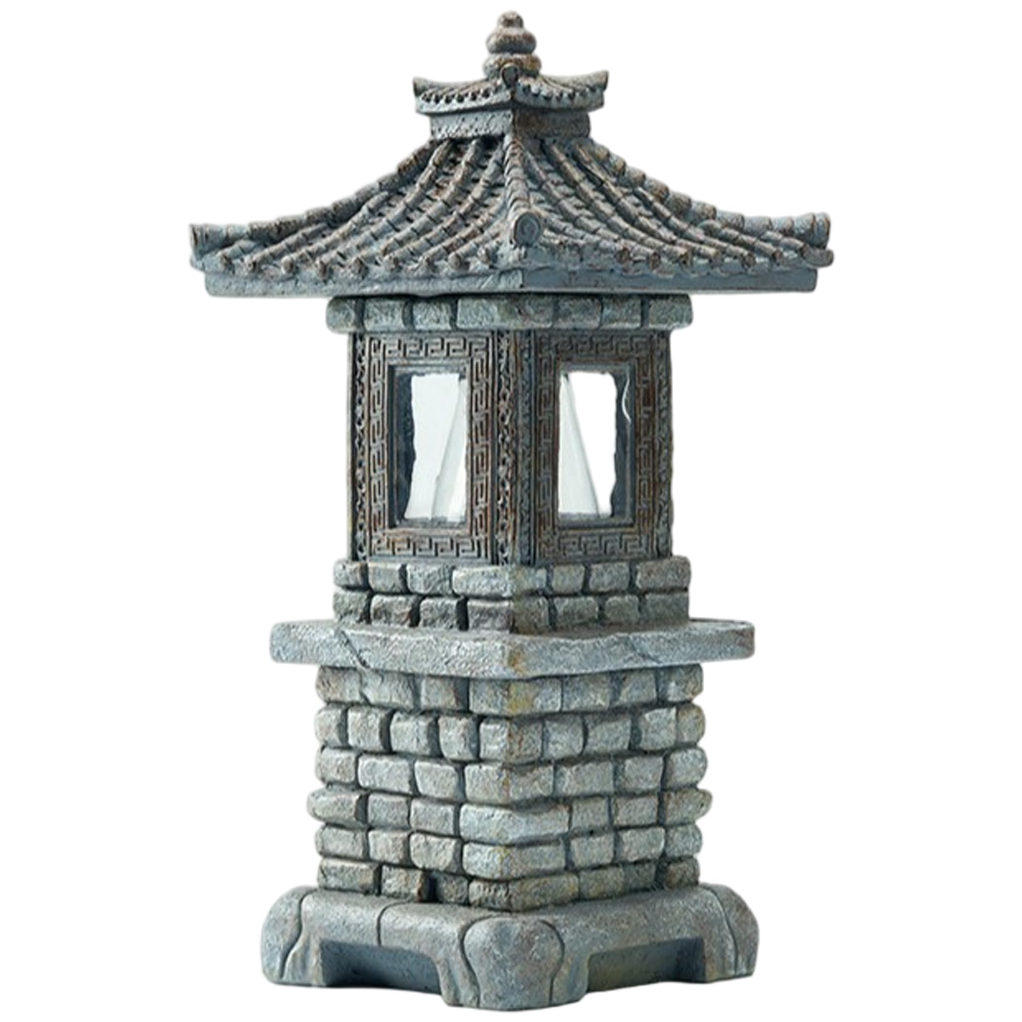 Ameble Pagoda Garden Statue, Solar-powered Pagoda Garden Statue Auto-on Led Lantern For Zen Outdoor Decor, Dark Gray, japanese