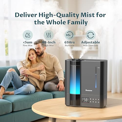 Miniatura 9 de BREEZOME Humidificadores de 8L para dormitorio, niebla inteligente cálida y fría para habitación grande, humidificador ultrasónico de llenado