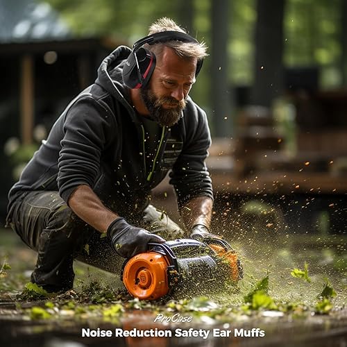 Vista 40 de ProCase - Orejeras de seguridad con protección auditiva NRR de 28 dB; para campos de tiro, podado de césped, construcción, carpintería, 1 - Azul puro
