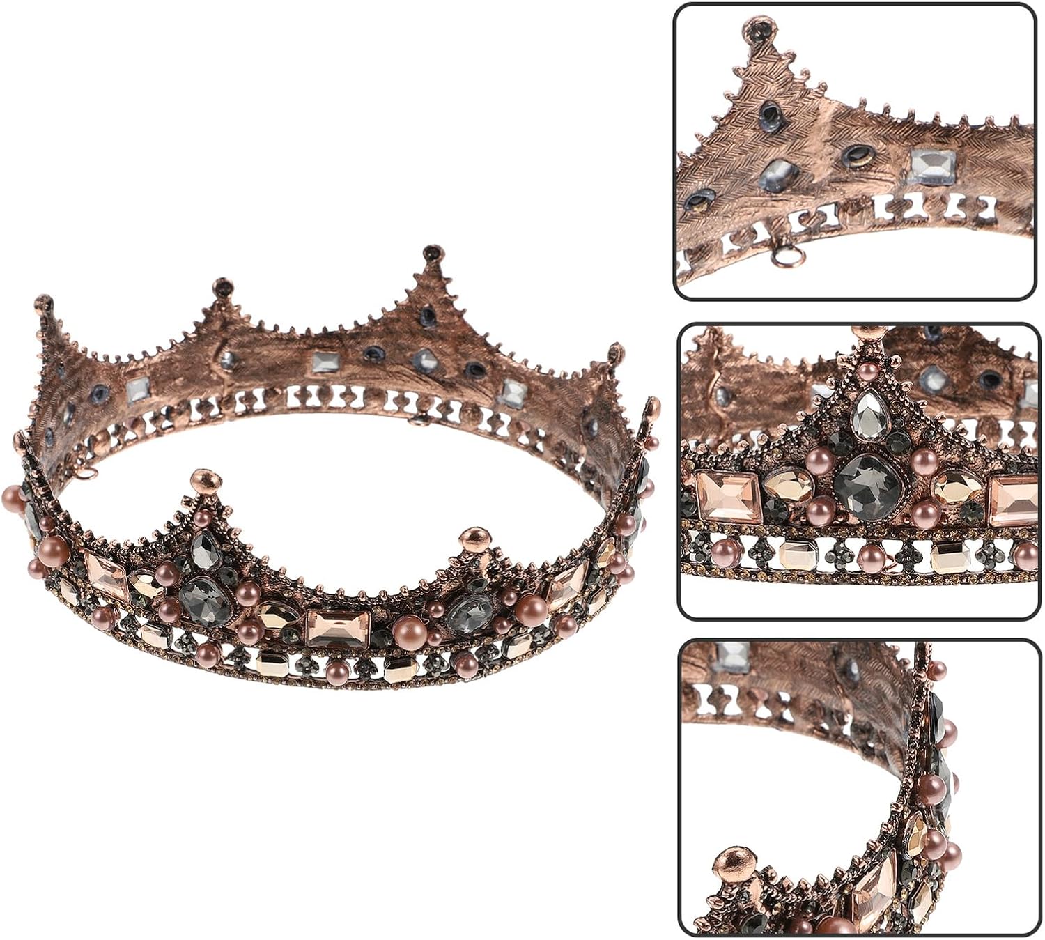 GALPADA Baroque Wedding Headdress Crown Vintage Black Bride Proposal Circlet Bridal Headpiece Elegant Hair Decor for Wedding Ceremony