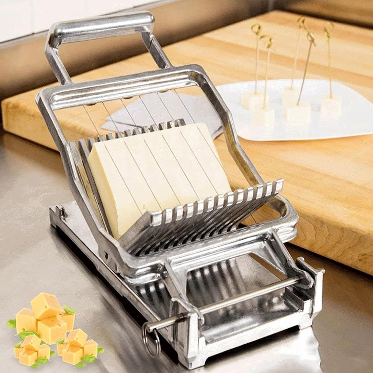 Käseschneider mit 6 Edelstahldrähten für Weichkäse, Butter, Foie Gras - Verstellbarer Drahtkäsehobel für perfekte Scheiben