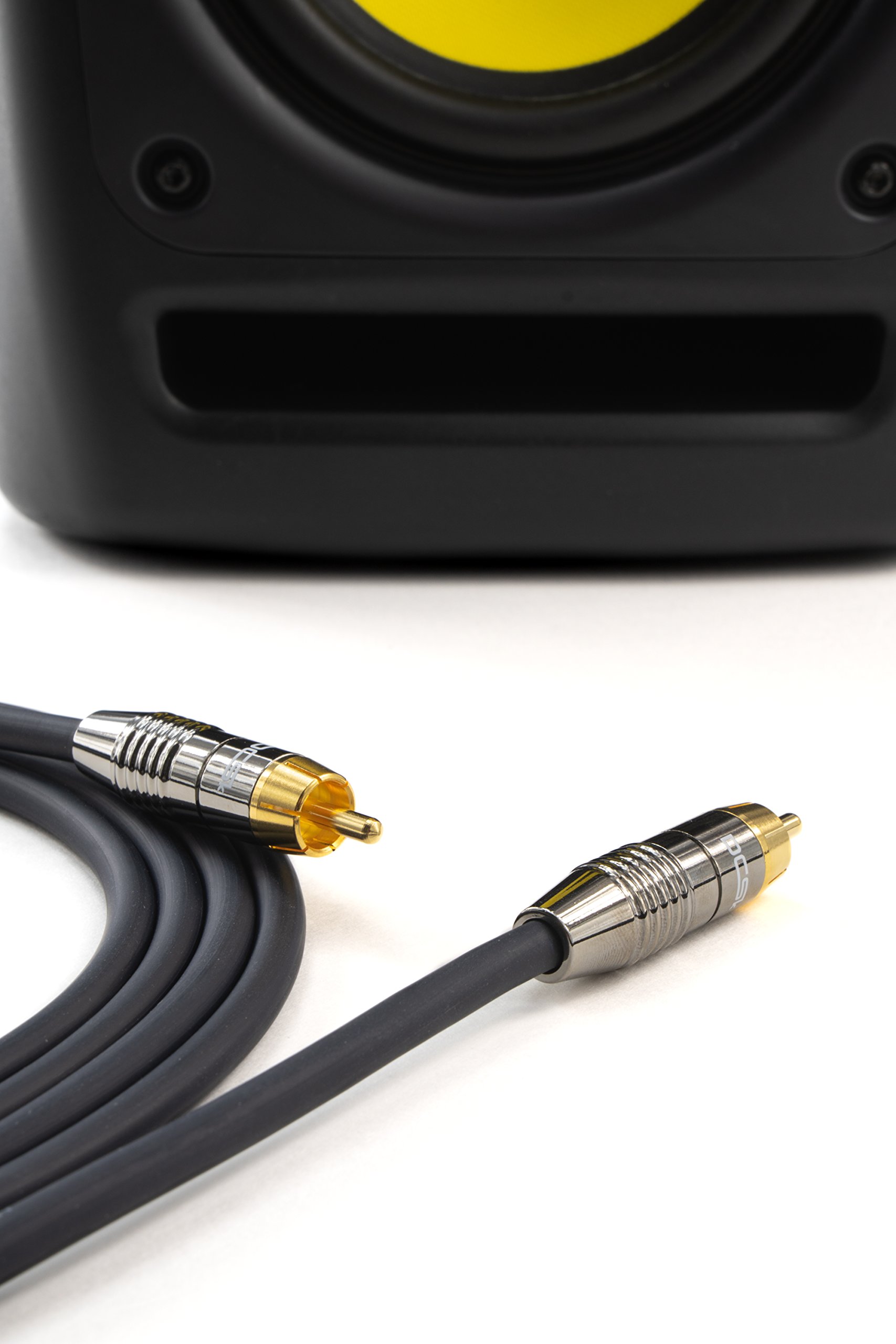 DCSk 15m cable de audio para subwoofer (15 m) chapado en oro y triplemente apantallado, cable RCA mono con 1 a 1 enchufe RCA, cable de audio, cantidad: 1 pieza