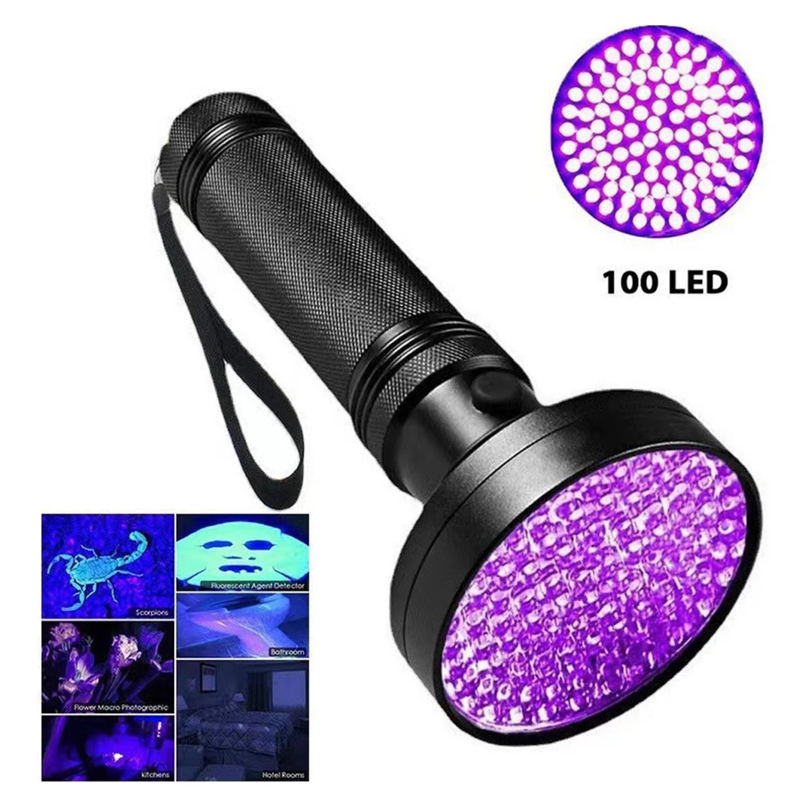 Światło UV, Latarka LED UV Ultrafiolet Mini 395nm UV Czarne światło Detektor plam moczu zwierząt domowych Polowanie(100 lamp beads)