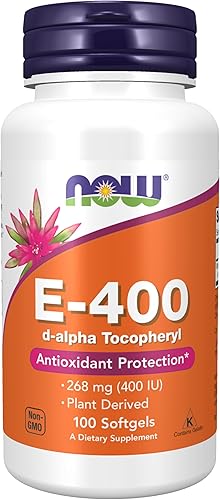 Miniatura 1 de NOW Supplements vitamina E-400 IU D-alfa tocoferilo protección antioxidante 100 unidades paquete de 1